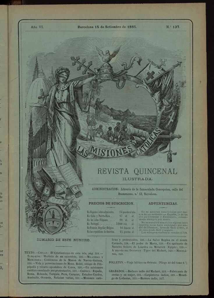 Miniatura de Las Misiones Católicas del 15 de septiembre de 1885, suplemento