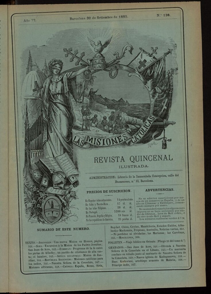 Miniatura de Las Misiones Católicas del 30 de septiembre de 1885, suplemento