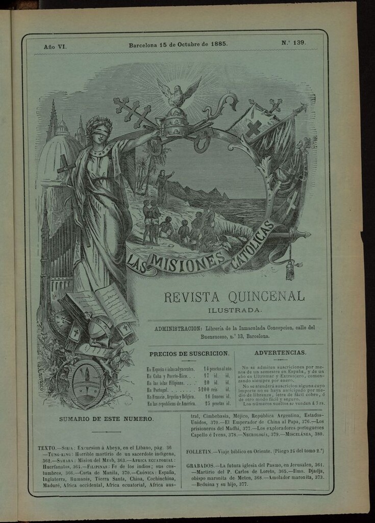 Miniatura de Las Misiones Católicas del 15 de octubre de 1885, suplemento