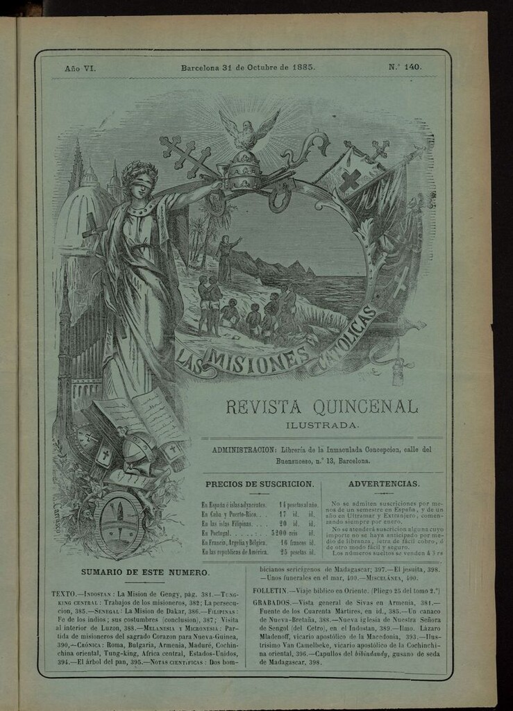 Miniatura de Las Misiones Católicas del 31 de octubre de 1885, suplemento