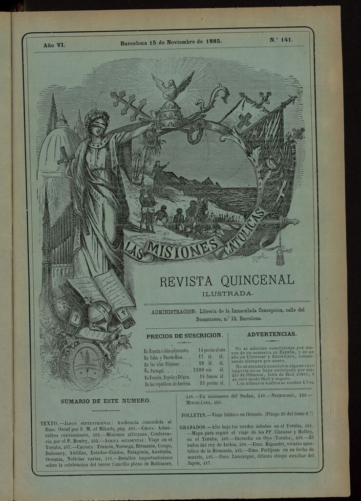 Miniatura de Las Misiones Católicas del 15 de noviembre de 1885, suplemento