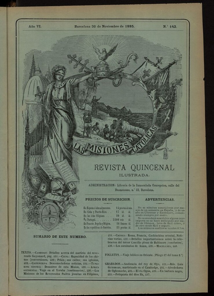 Miniatura de Las Misiones Católicas del 30 de noviembre de 1885, suplemento