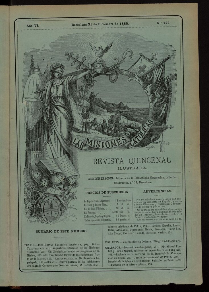Miniatura de Las Misiones Católicas del 31 de diciembre de 1885, suplemento