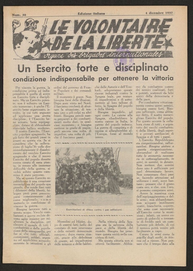 Miniatura de Le Volontaire de la Liberté : Organe des Brigades Internationales. 4 dicembre 1937