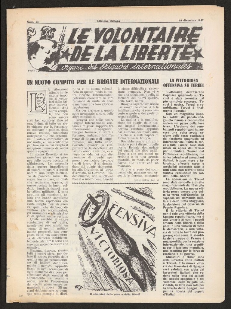 Miniatura de Le Volontaire de la Liberté : Organe des Brigades Internationales. 28 dicembre 1937