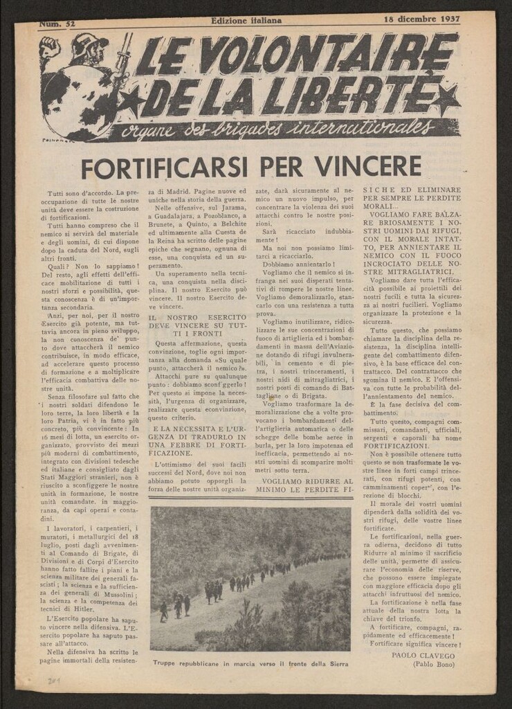 Miniatura de Le Volontaire de la Liberté : Organe des Brigades Internationales. 18 dicembre 1937