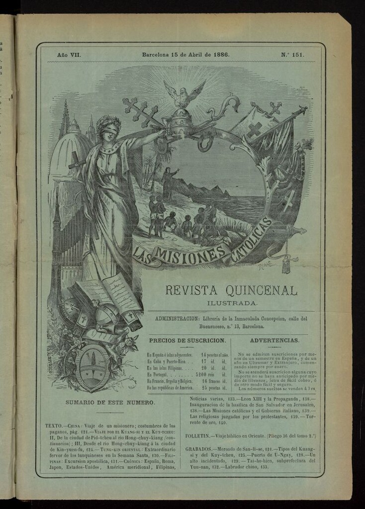 Miniatura de Las Misiones Católicas del 15 de abril de 1886, suplemento