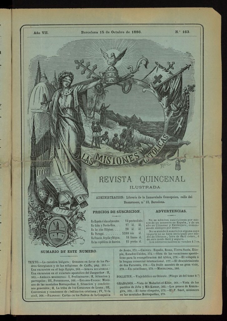 Miniatura de Las Misiones Católicas del 15 de octubre de 1886, suplemento