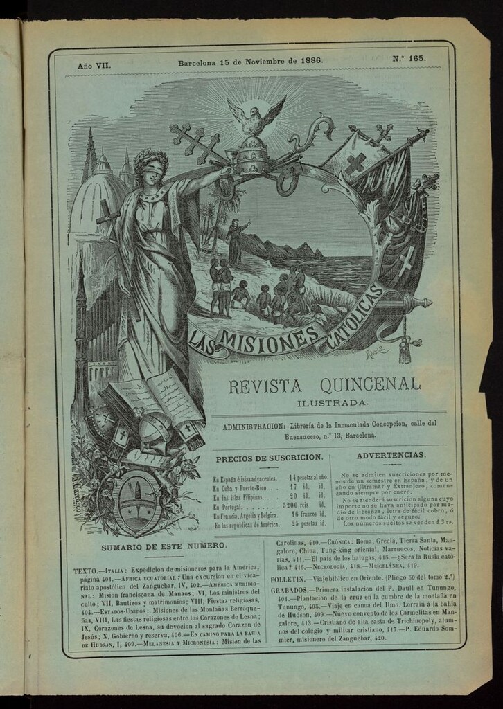Miniatura de Las Misiones Católicas del 15 de noviembre de 1886, suplemento