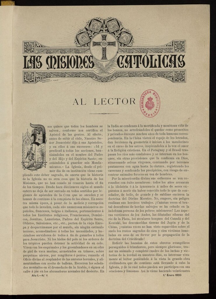 Miniatura de Las Misiones Católicas del 1 de enero de 1893