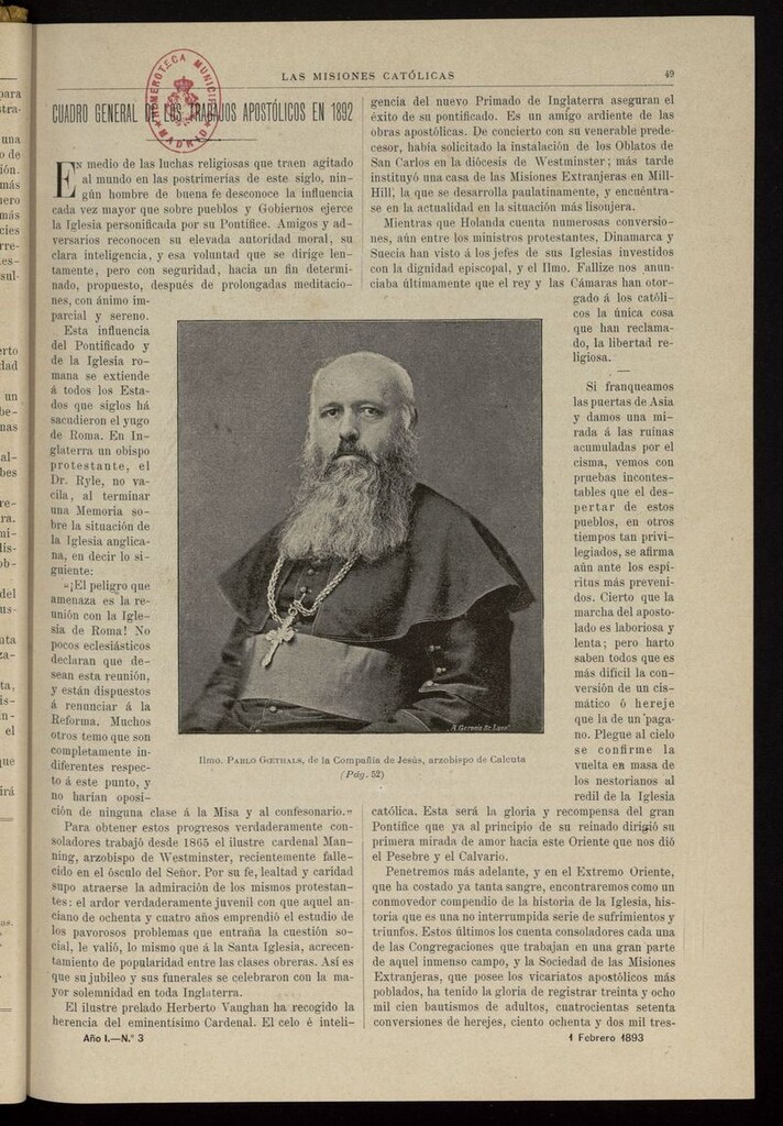 Miniatura de Las Misiones Católicas del 1 de febrero de 1893