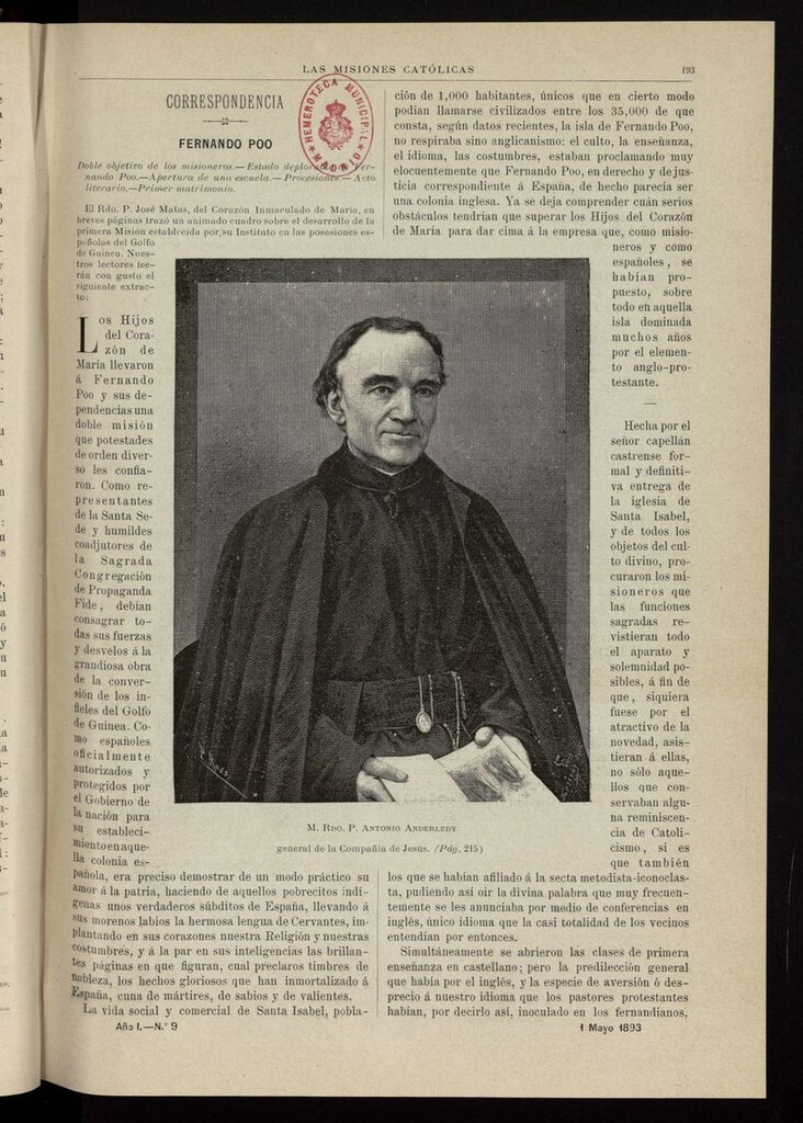 Miniatura de Las Misiones Católicas del 1 de mayo de 1893