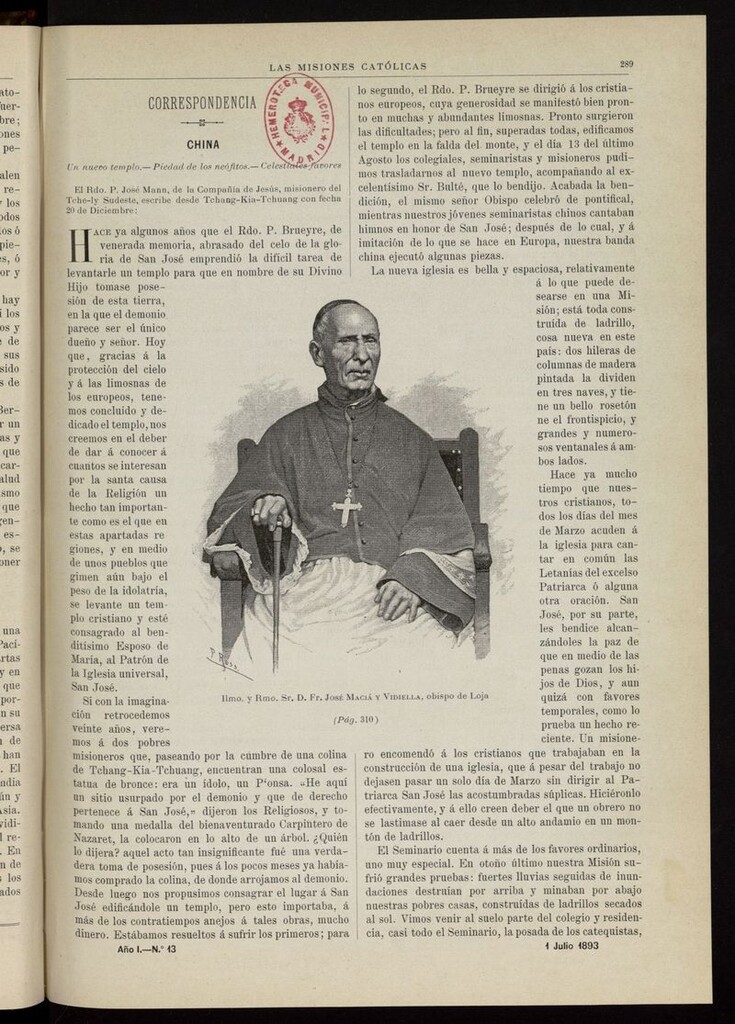 Miniatura de Las Misiones Católicas del 1 de julio de 1893