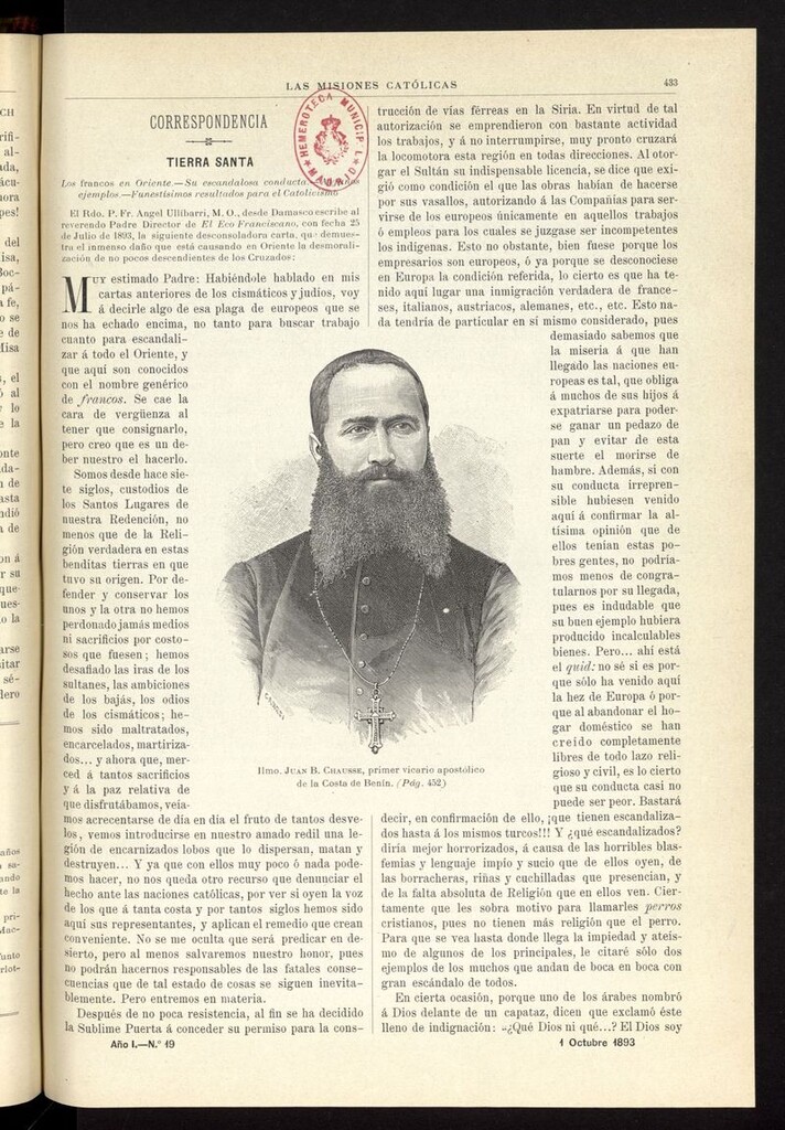 Miniatura de Las Misiones Católicas del 1 de octubre de 1893