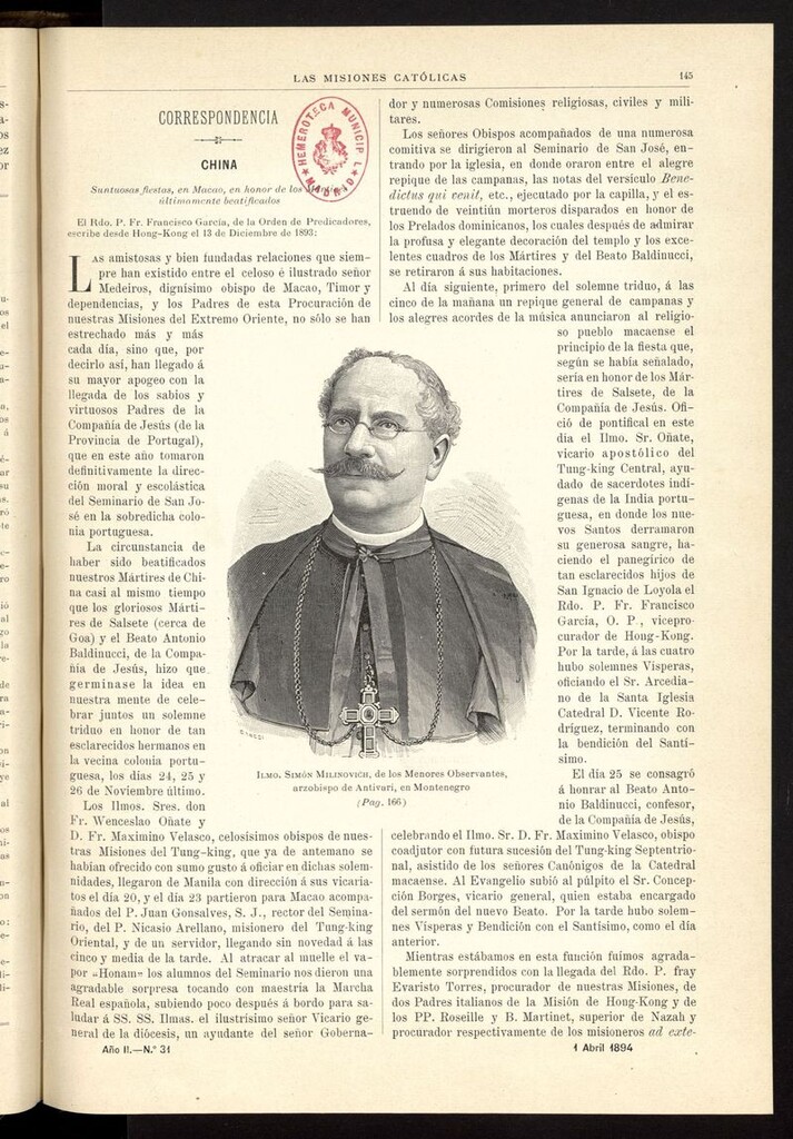 Miniatura de Las Misiones Católicas del 1 de abril de 1894