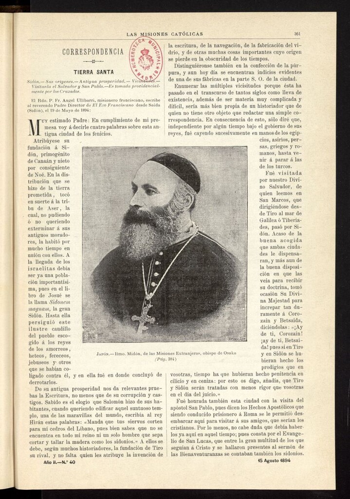 Miniatura de Las Misiones Católicas del 15 de agosto de 1894