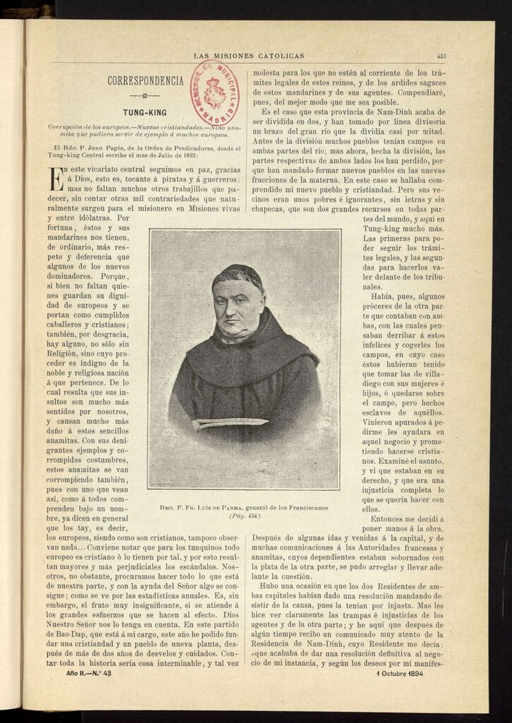 Miniatura de Las Misiones Católicas del 1 de octubre de 1894