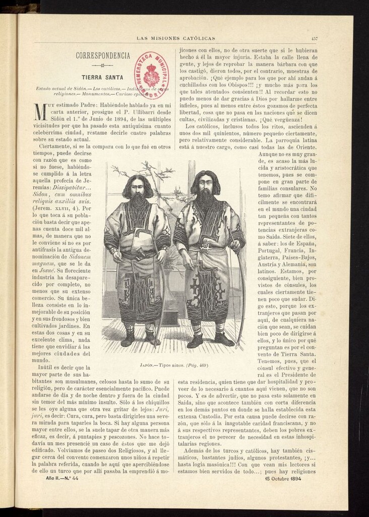 Miniatura de Las Misiones Católicas del 15 de octubre de 1894