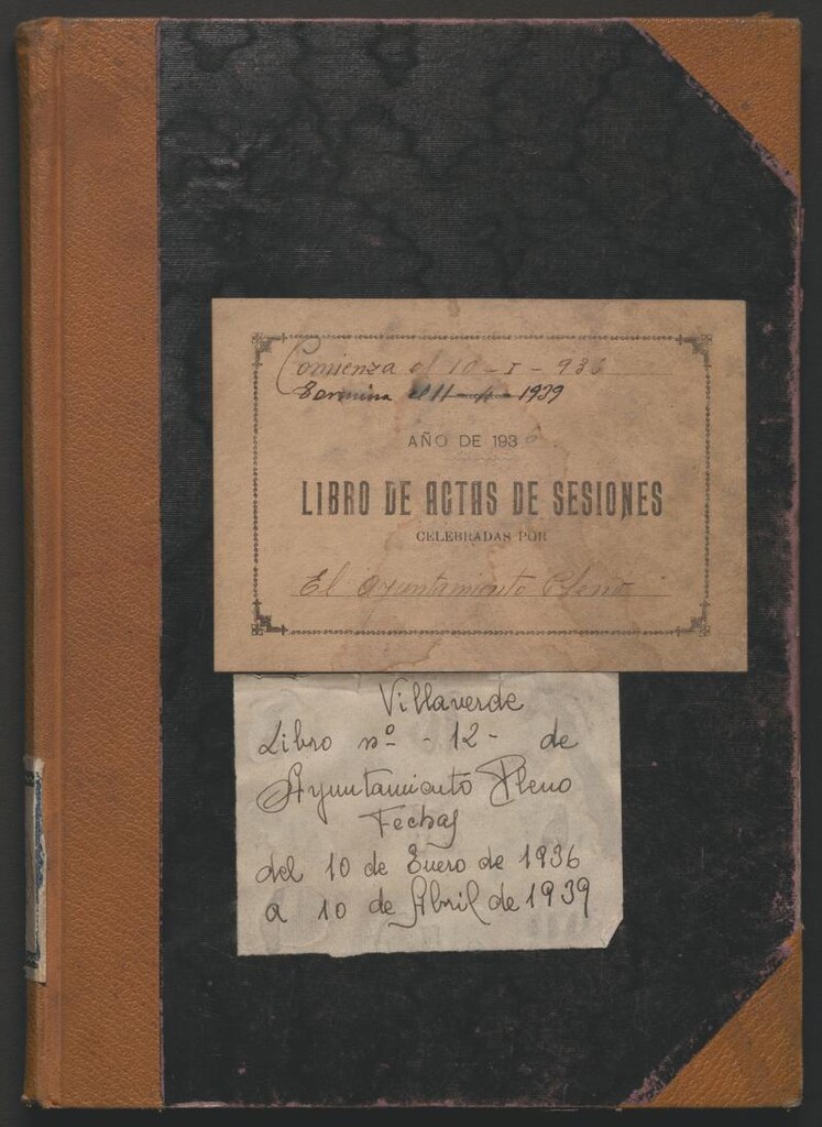 Miniatura de Actas y acuerdos del ayuntamiento de Villaverde de 1936-1939. Libro 12.