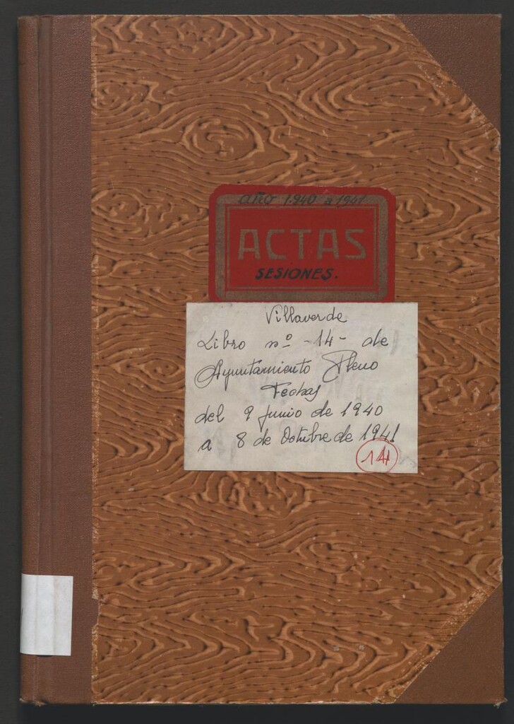 Miniatura de Actas y acuerdos del ayuntamiento de Villaverde de 1940-1941. Libro 14.