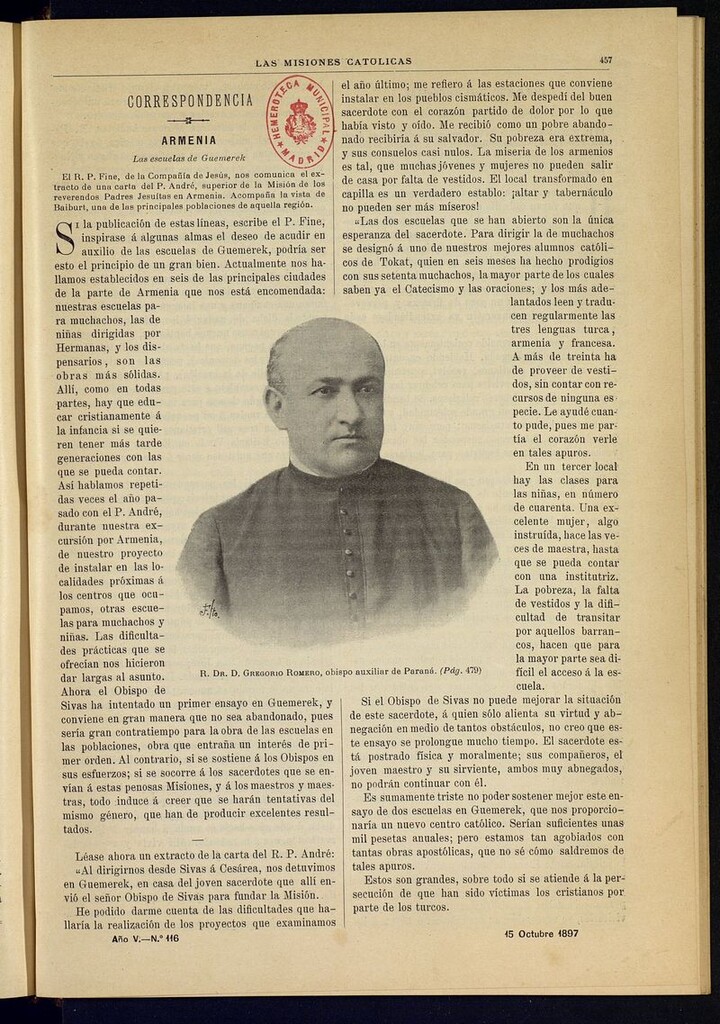 Miniatura de Las Misiones Católicas del 15 de octubre de 1897