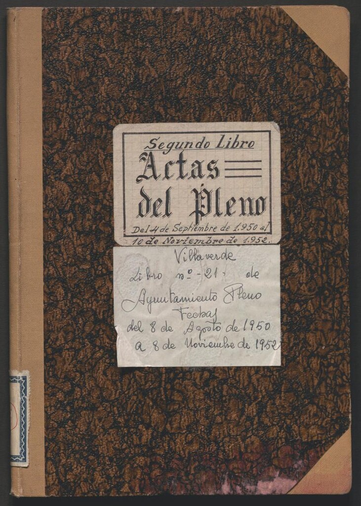 Miniatura de Actas y acuerdos del ayuntamiento de Villaverde de 1950-1952. Libro 21.