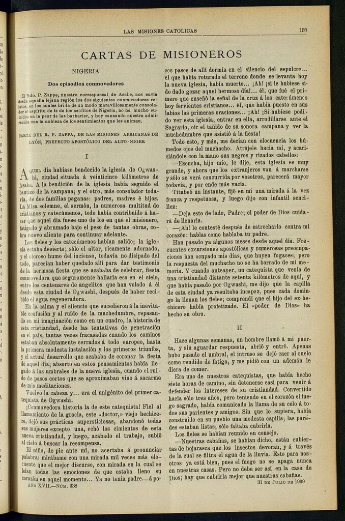Miniatura de Las Misiones Católicas del 31 de julio de 1909