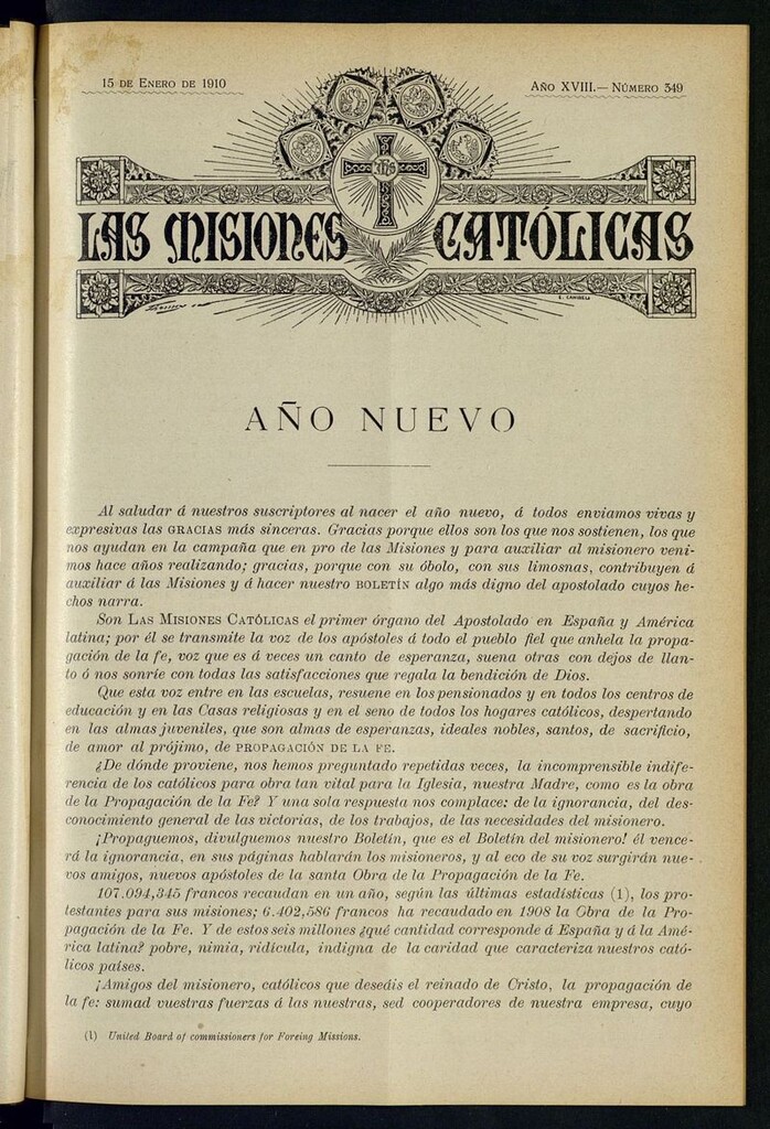 Miniatura de Las Misiones Católicas del 15 de enero de 1910