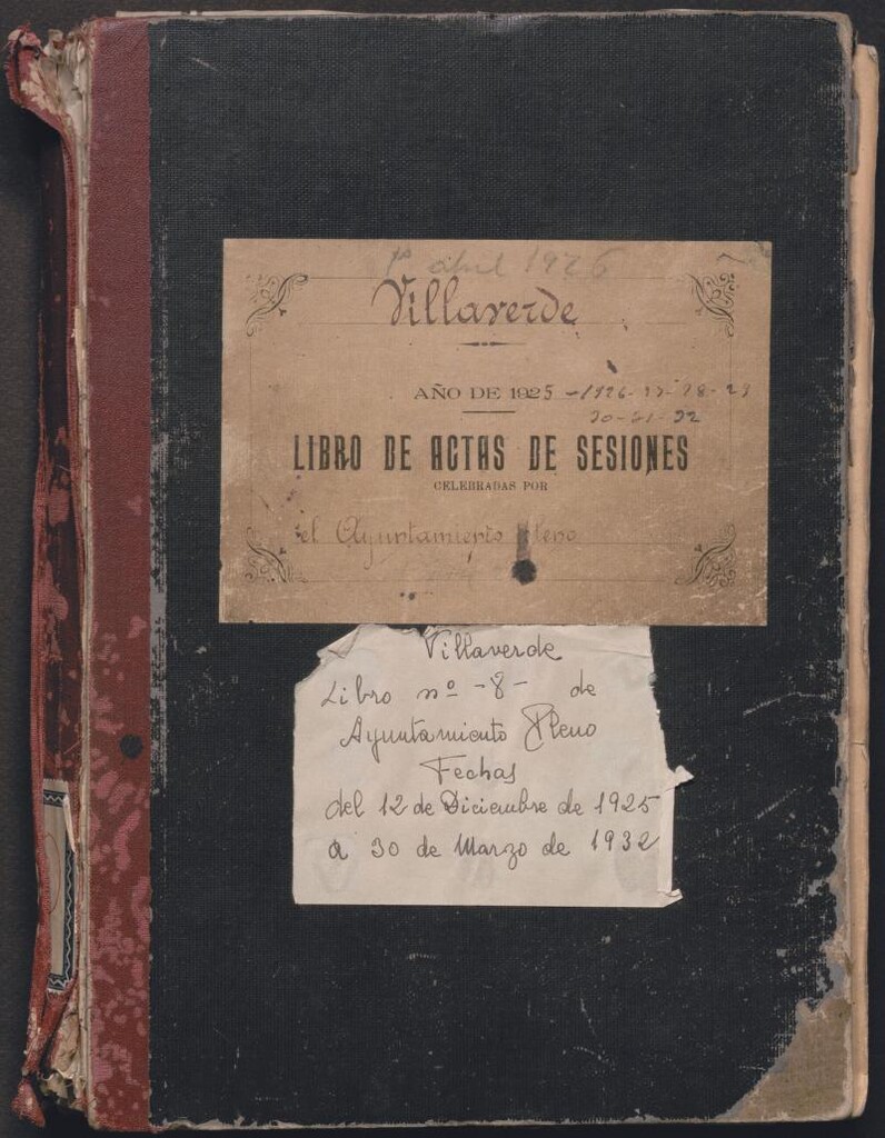 Miniatura de Actas y acuerdos del ayuntamiento de Villaverde de 1925-1932. Libro 8.