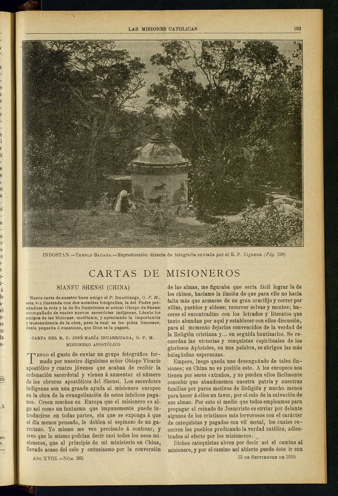 Miniatura de Las Misiones Católicas del 15 de septiembre de 1910