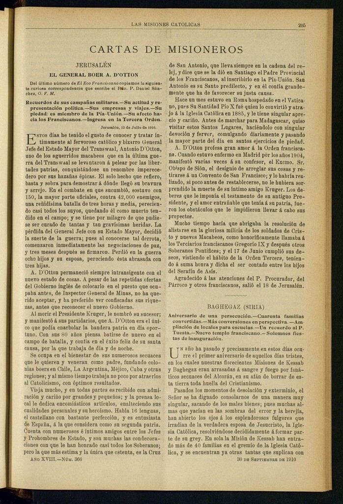 Miniatura de Las Misiones Católicas del 30 de septiembre de 1910