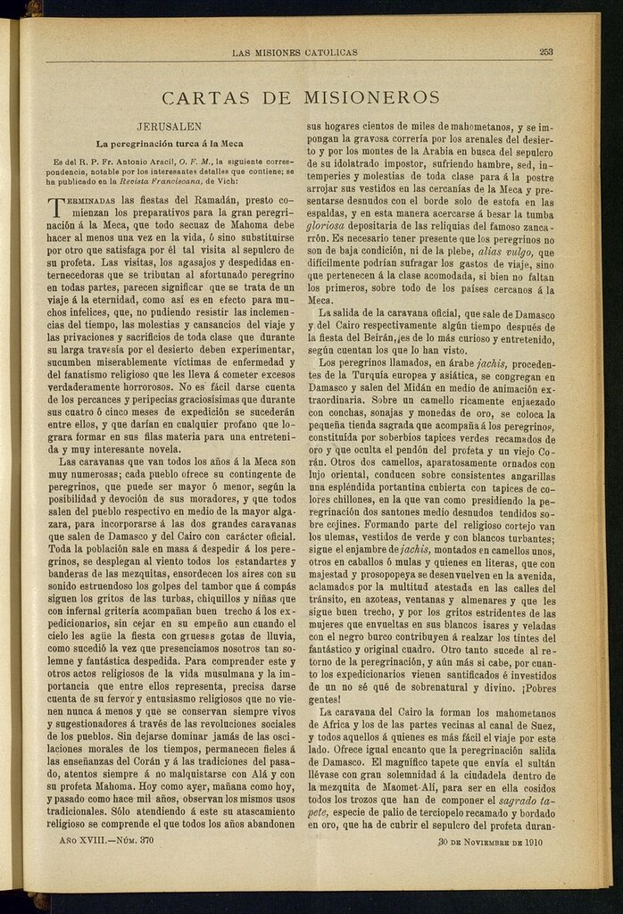 Miniatura de Las Misiones Católicas del 30 de noviembre de 1910