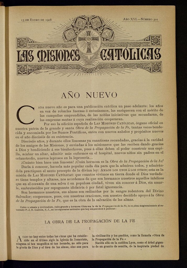 Miniatura de Las Misiones Católicas del 15 de enero de 1908