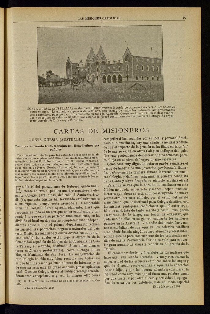 Miniatura de Las Misiones Católicas del 15 de mayo de 1908