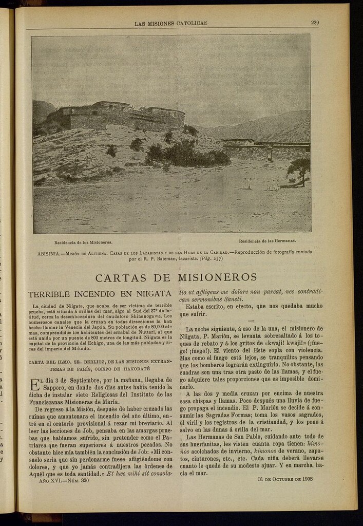 Miniatura de Las Misiones Católicas del 31 de octubre de 1908
