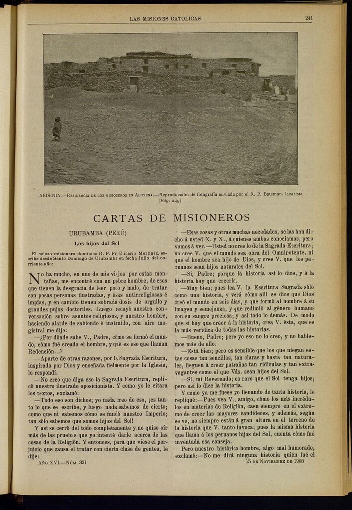 Miniatura de Las Misiones Católicas del 15 de noviembre de 1908