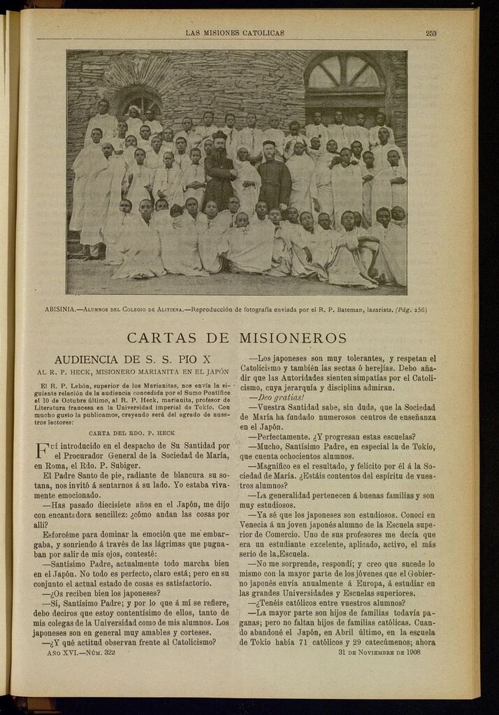 Miniatura de Las Misiones Católicas del 31 de noviembre de 1908