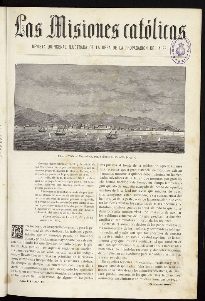 Miniatura de Las Misiones Católicas del 15 de enero de 1882